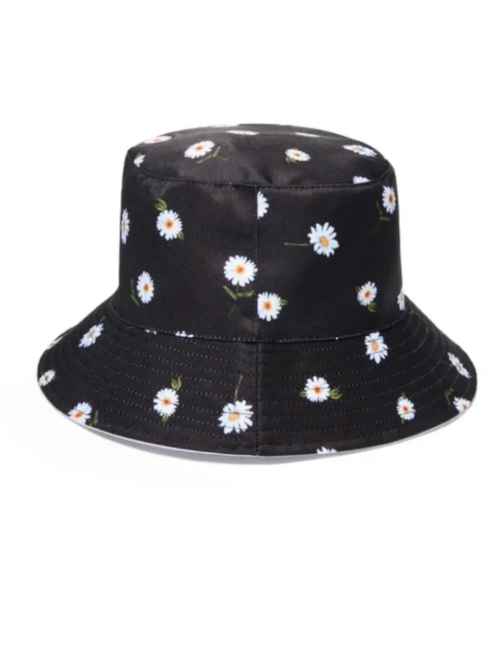 Alice + Olivia Reversible Daisy Bucket Hat Black White Floral OS
